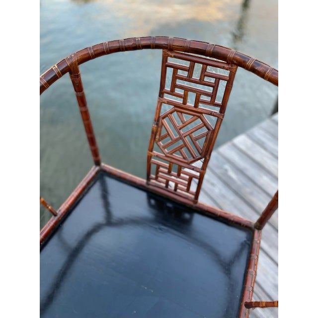 19th Century English Colonial Chinese Fretwork Back Chinoiserie Bamboo Chair. For Sale - Image 9 of 11