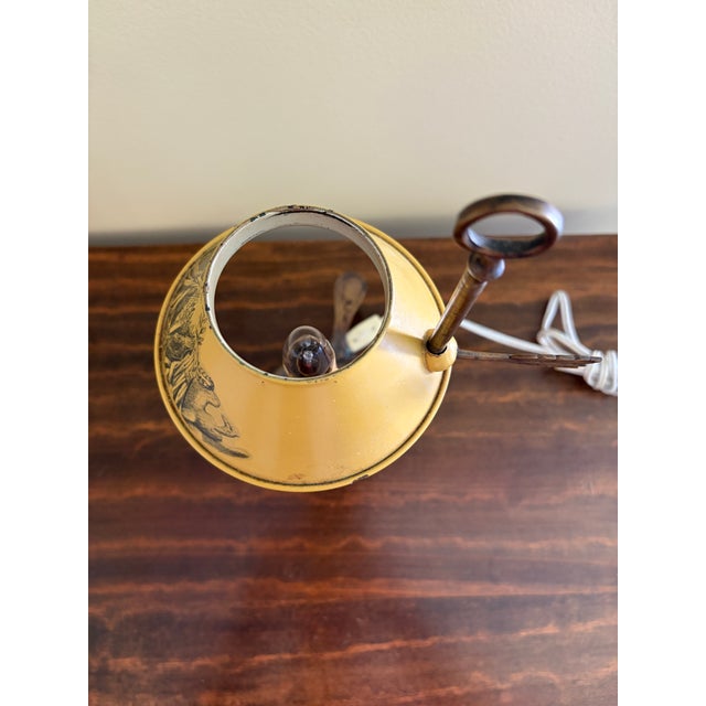 Mid 20th Centur French Provincial Louis XVI Brass Bouillotte Lamp With Yellow Tole Shade For Sale - Image 9 of 11
