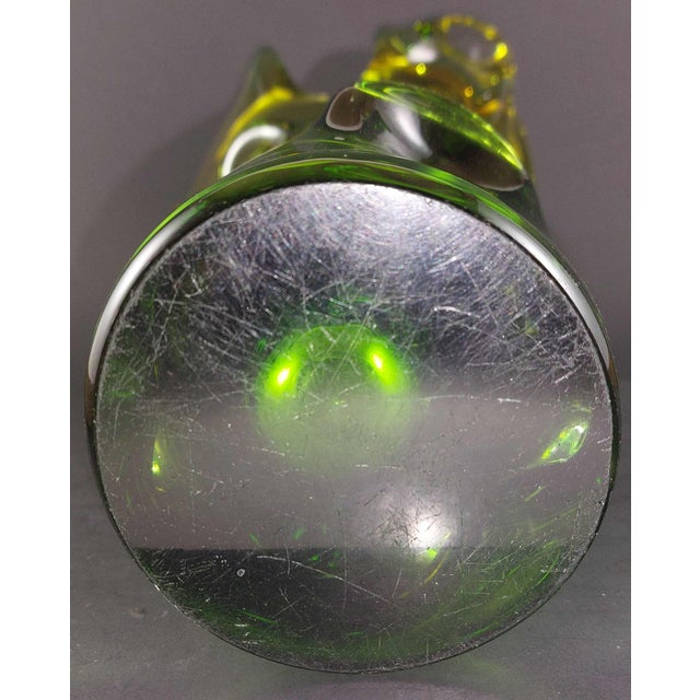 MCM 1960s Josef Joseph Hospodka Czech Massive Sculptural Green Glass Vase 12" For Sale In Orlando - Image 6 of 6