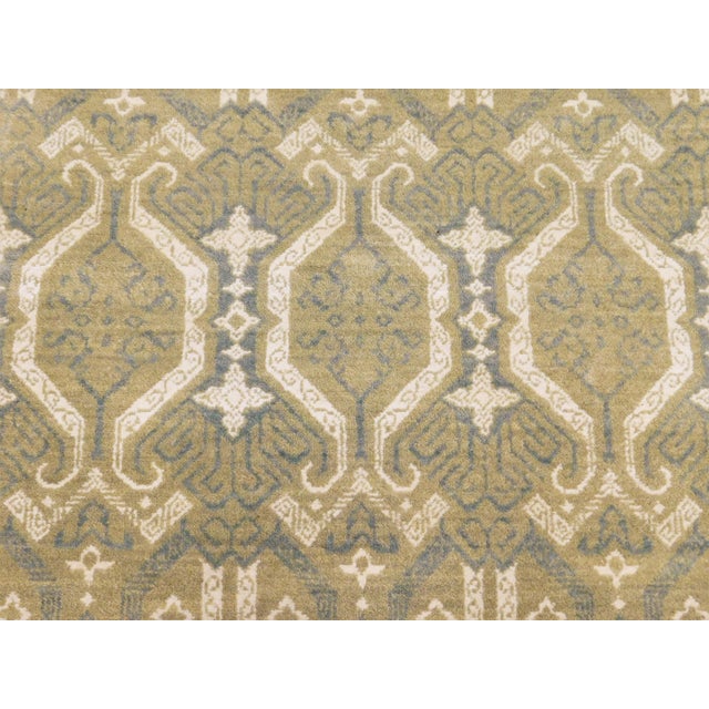 Custom Hand Knotted Contemporary Wool and Silk Indian Rug 9'x 12