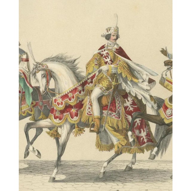 Paper Regal Cavalcade Duke of Lorraine and the Counts of Thierstein and Oettingen, 1855, Paper For Sale - Image 7 of 10