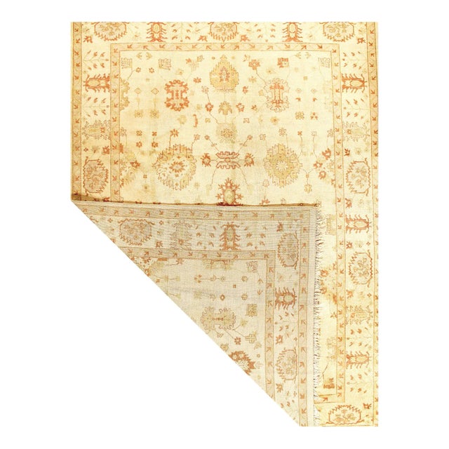 Ivory Fine Hand Knotted Oushak 9'11'' X 13'7'' For Sale - Image 4 of 11