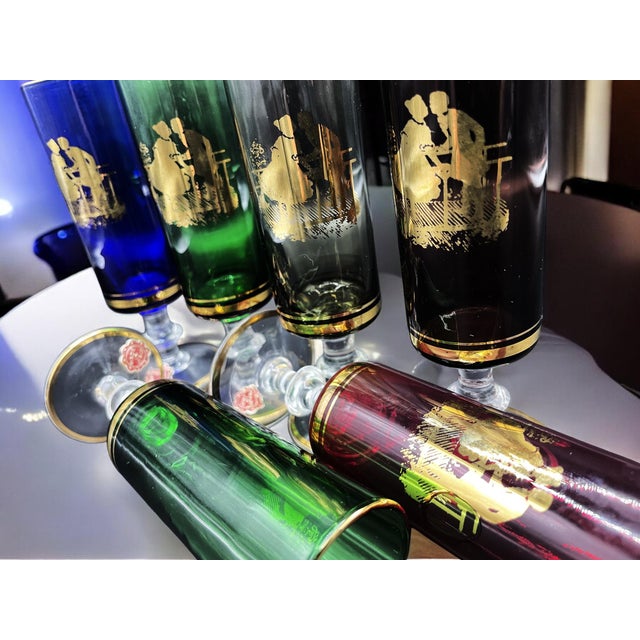 Vintage Italian Multicolored Glasses, 1950s, Set of 6 For Sale - Image 11 of 12