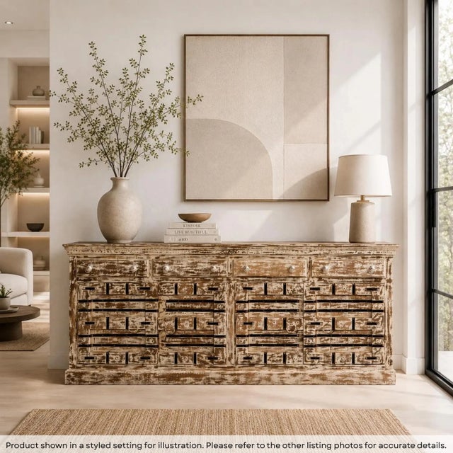 Dimensions: 89"wide X 18"deep X 40"high Add elegance to your home with the Solid Wood Buffet With 4 Drawers & 4 Doors....