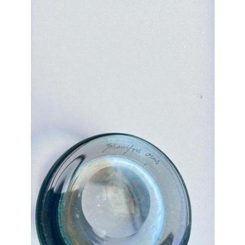 Gold Tall Blue Art Glass Vase by Bengt Orup for Johansfors, 1960s For Sale - Image 8 of 9