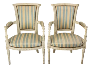 Set of French Louis XVI Style Open Armchairs, 1960