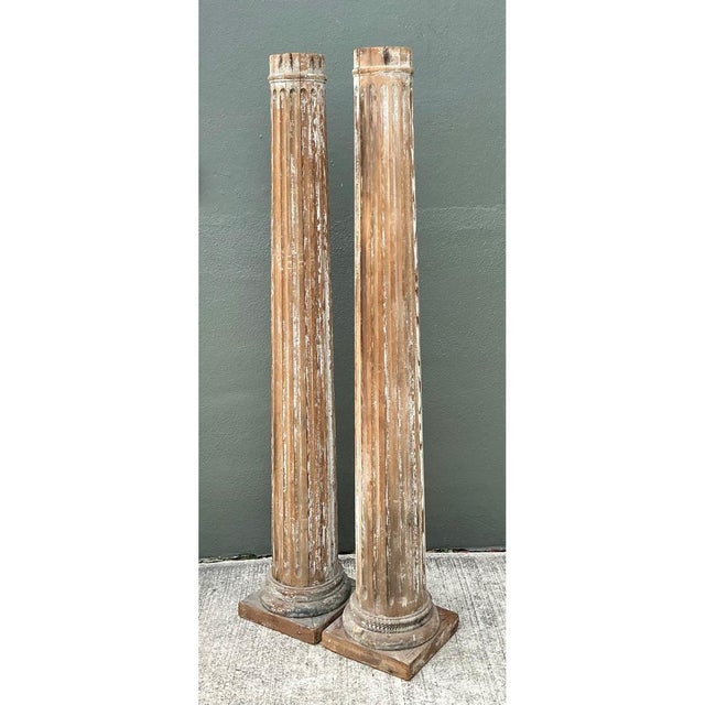 Vintage Wooden Architectural Columns - Pair For Sale - Image 9 of 13