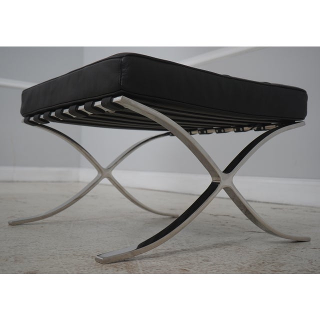 Hekman Mid Century Modern Chrome Barcelona Chair & Ottoman For Sale - Image 15 of 18