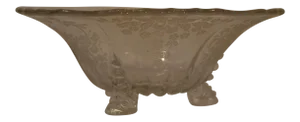 Antique Etched Glass Crystal Serving Bowl