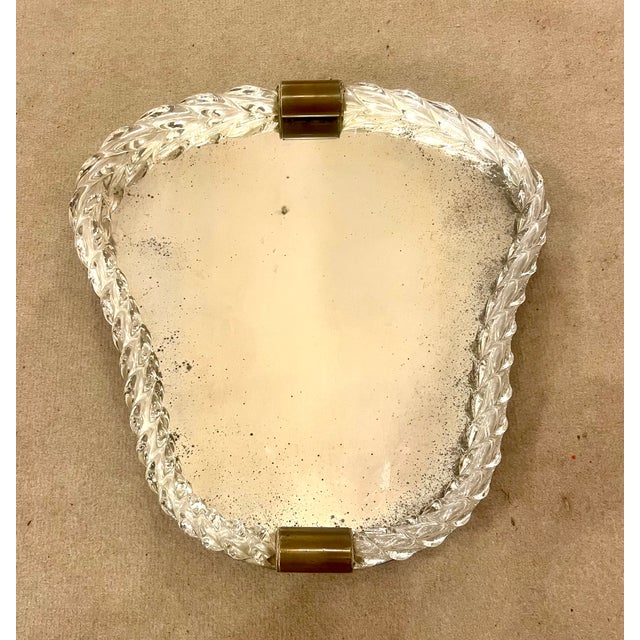 Murano Glass and Brass Wall Mirror by Barovier & Toso, 1940s For Sale - Image 4 of 4