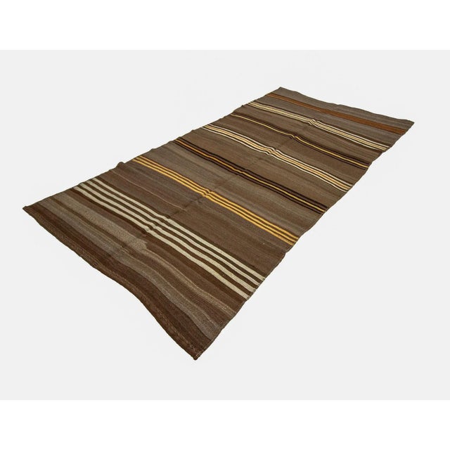 Vintage Brown Wool Turkish Kilim Rug- 5′4″ × 10′4″ For Sale - Image 4 of 7