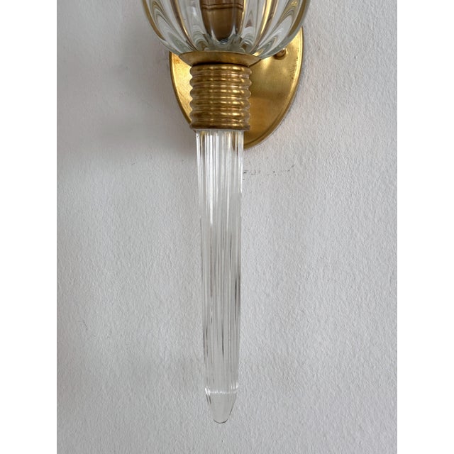 Vintage Italian Wall Sconces in Murano Crystal Glass and Brass, 1990s, Set of 2 For Sale - Image 15 of 18