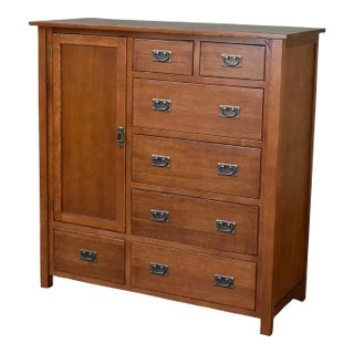 Crafters and Weavers Mission Style Solid Oak Chest of Drawers - Michael's Cherry For Sale