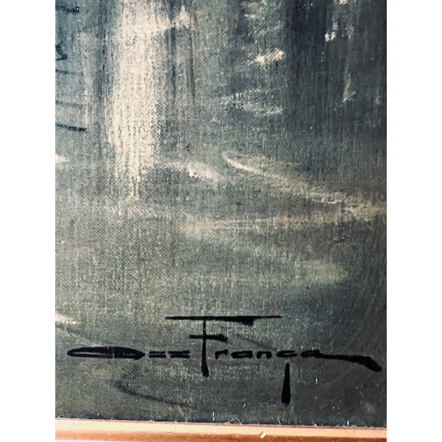 A striking pair of mid-century abstract urban cityscape paintings by Ozz França, dated 1963. Ozz Franca was a Brazilian...