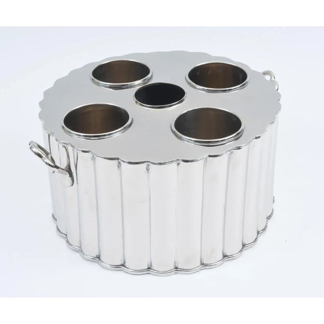 Silver Plate Barware / Tableware Four Bottles Holder with Handles For Sale - Image 10 of 11