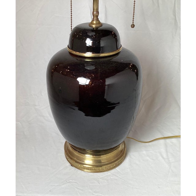 Antique 19th Century Chinese Mirror Black Porcelain Jar Lamp For Sale - Image 4 of 6