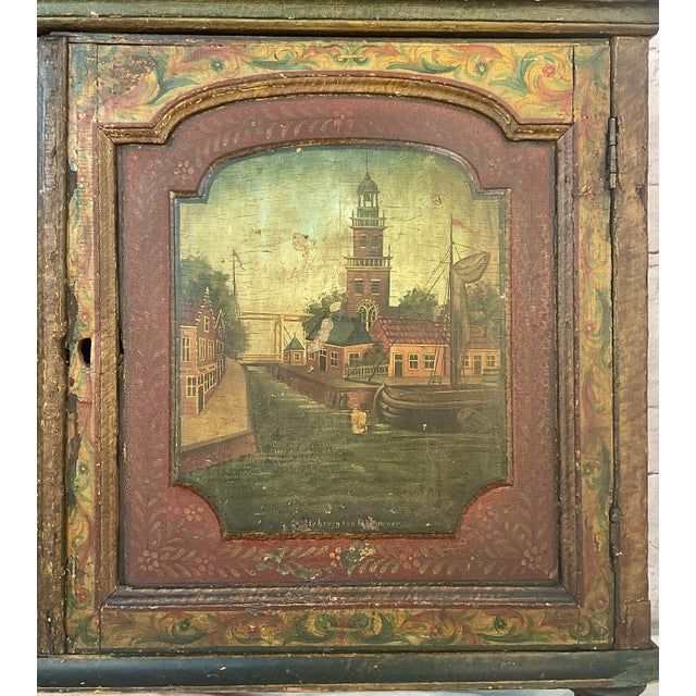 Dutch Colonial 18th Century Polychrome Painted Cabinet For Sale - Image 10 of 13