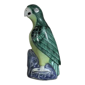 Mid 18th Century Chinese Qianlong Porcelain Parrot in Famille Verte Glaze