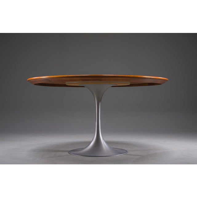Round Walnut Dining Table with Tulip Pedestal Base, 1960s For Sale - Image 6 of 13