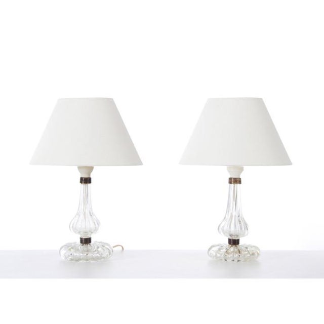 Small Mid-Century Scandinavian Modern Crystal Table Lamps attributed to Carl Fagerlund for Orrefors, 1960s, Set of 2 For Sale - Image 9 of 9