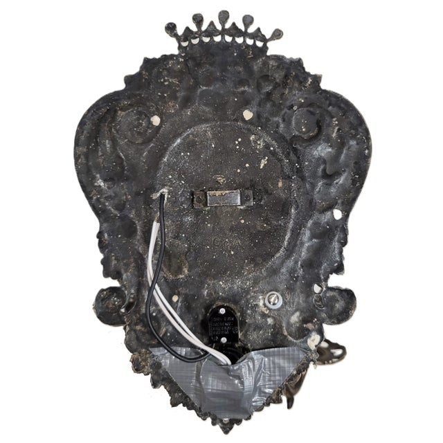 Pair Antique American Coat of Arms Crown Silver Plate Bronze Wall Sconces C&A For Sale - Image 16 of 17