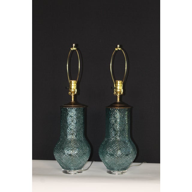 Mid 20th Century Mezza Murano Style Lamps - a Pair For Sale - Image 4 of 11