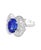 Contemporary 5.38 Carat Oval Tanzanite and Diamond Ring 18 Karat White Gold, Estate For Sale - Image 3 of 18