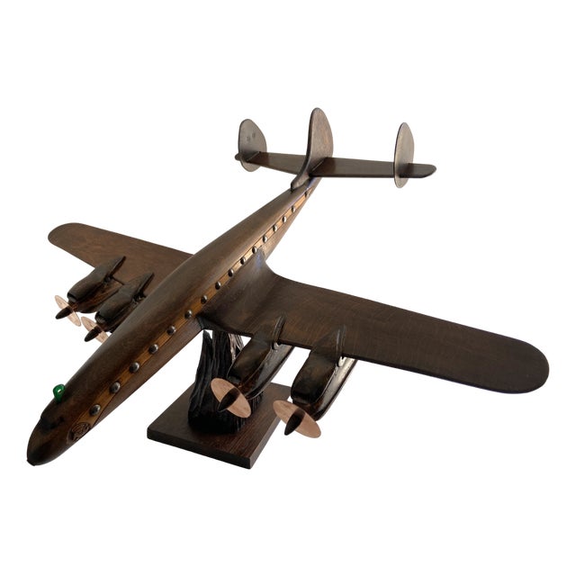 Lockheed Constellation Airplane Sculpture Model in Carved Wood, 1940 For Sale