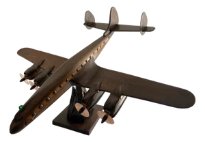 Lockheed Constellation Airplane Sculpture Model in Carved Wood, 1940