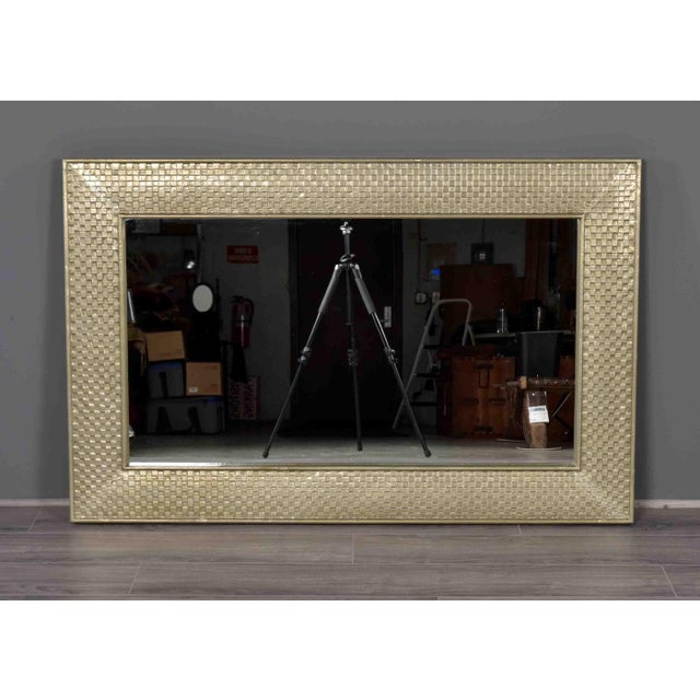 Vintage French Mirror in Champagne With Textured Metal Frame For Sale - Image 4 of 10