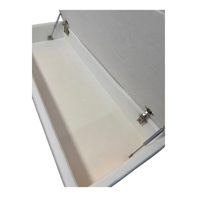 2020s Rh Restoration Hardware Upholstered Storage Bench Ottoman in Ivory Fabric For Sale - Image 5 of 7