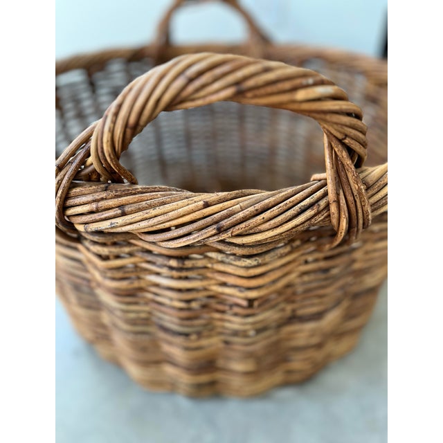 Mid 20th Century French Farmhouse Woven Grapevine Gathering Basket For Sale In Houston - Image 6 of 12