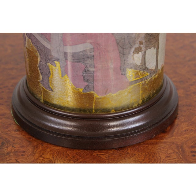 1980s Chinese Eglomise Glass Canister Lamps - a Pair For Sale - Image 11 of 17