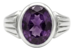 Amethyst Unisex Signet Ring, Chunky Gemstone Ring Us 7