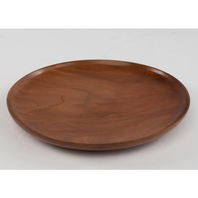 Cherry Wood Plate Handmade Hand Turned Craftsman Wooden Vintage For Sale - Image 4 of 12