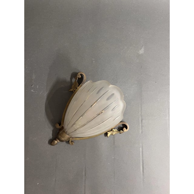 Metal Antique Brass and Glass Wall Lamp For Sale - Image 7 of 7