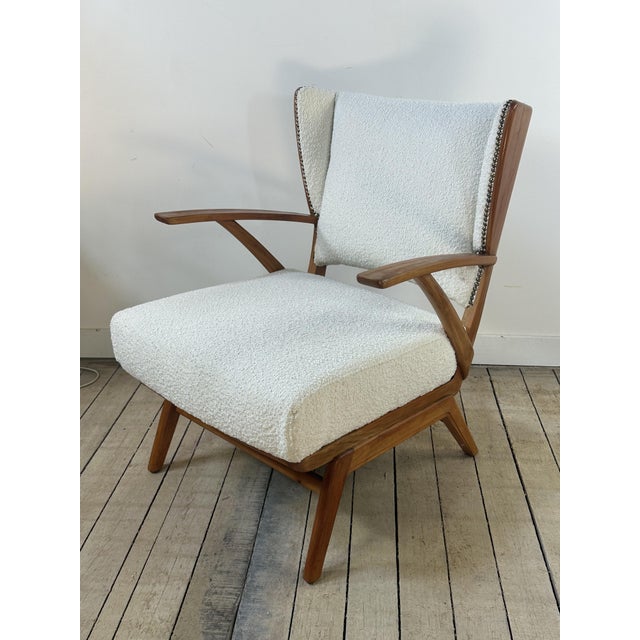 Armchairs in Wood and Bouclé Fabric, 1950s, Set of 2 For Sale - Image 11 of 15