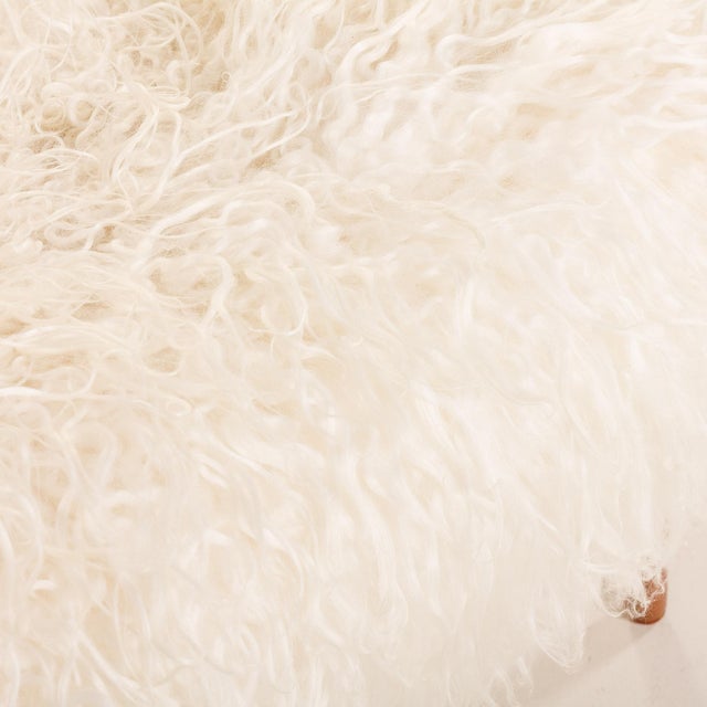 Mid-Century Modern Scandinavian Ottoman in Long Hair Sheepskin, 1970s For Sale - Image 9 of 11