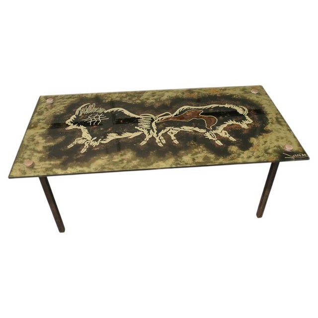Modernist Italian Eglomisé Glass Top Coffee Table, 1961 For Sale - Image 9 of 9