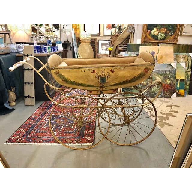 19th Century Continental Wood and Canvas Perambulator For Sale - Image 9 of 10