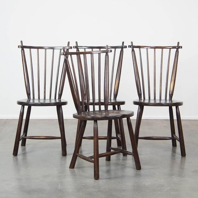 Vintage Wooden Bar Chairs from De Ster Gelderland, Set of 4 For Sale - Image 15 of 15