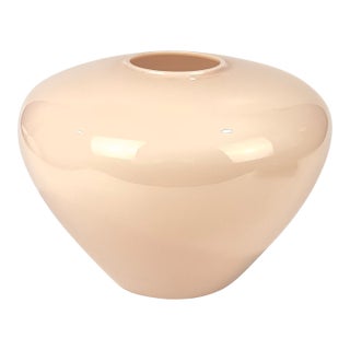 Humongous & Stunningly Chic Immaculate Blush Pink Glass Vase Attributed to Larry Laslo for Mikasa For Sale