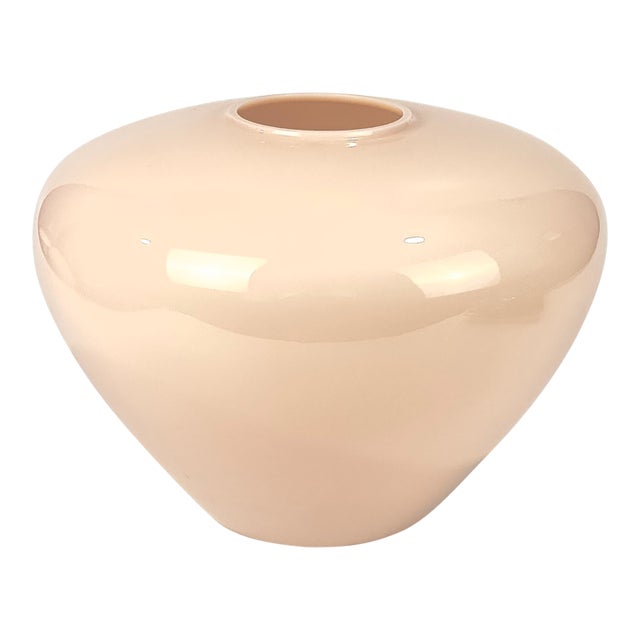 Humongous & Stunningly Chic Immaculate Blush Pink Glass Vase Attributed to Larry Laslo for Mikasa For Sale