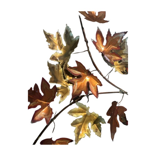 Mid-Century Modern 1982 Very Large Torch-Cut Metal Leaf Sculpture — 53” - Signed For Sale - Image 3 of 17