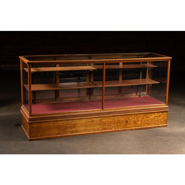 Antique Oak & Glass Retail Showcase With Storage Base For Sale - Image 4 of 16