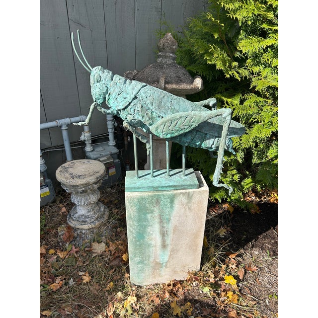 Verdigris Bronze Grasshopper Sculpture for Indoors or the Garden For Sale - Image 10 of 14