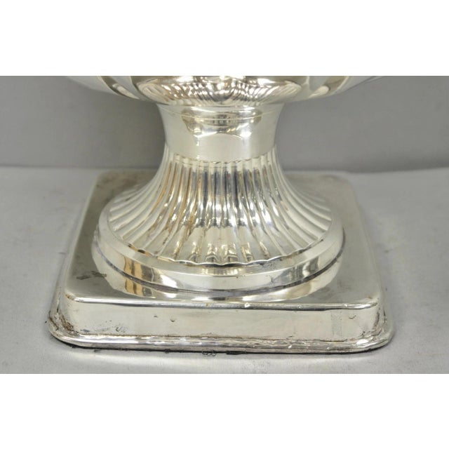 Metal Late 20th Century Regency Style Silver Plated Scalloped Pedestal Punch Bowl Champagne Ice Bucket For Sale - Image 7 of 16