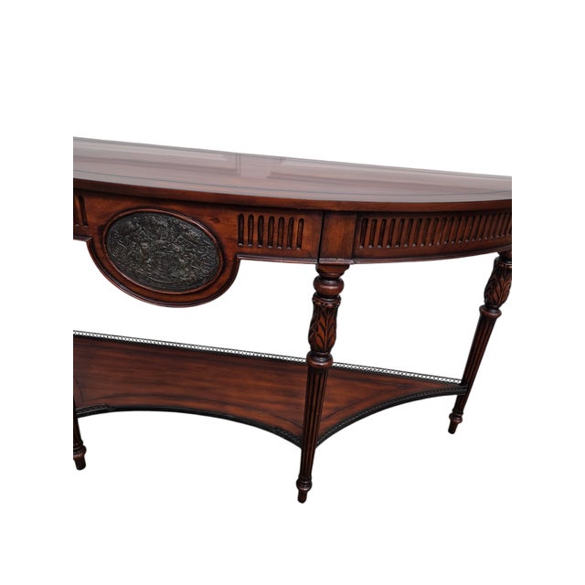 1990s 1990s Theodore Alexander Console Buffet Table Sideboard French Regency Demi Lune Shelf For Sale - Image 5 of 18