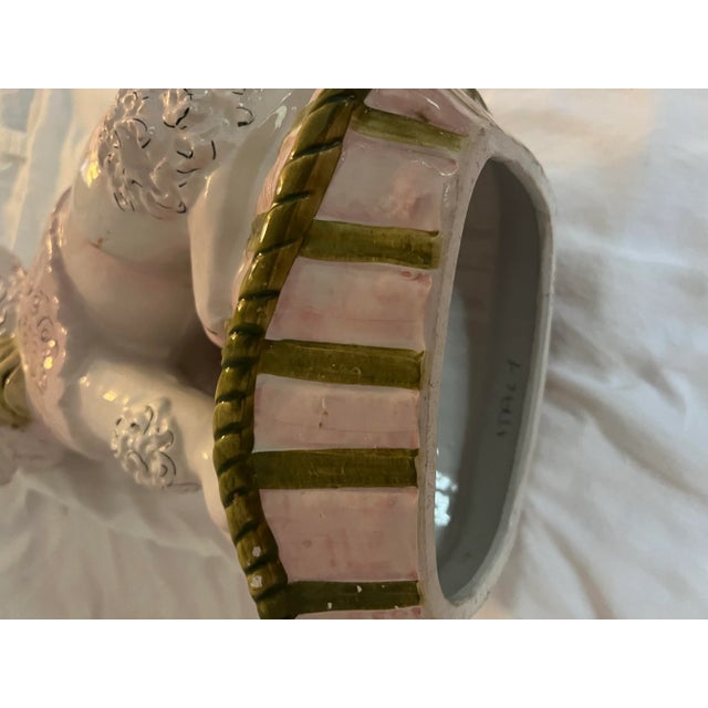 Italian Ceramic Pink Pooosle Statue Made in Italy For Sale - Image 3 of 3