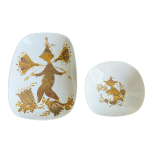 Rosenthal Bjorn Wiinblad Quatre Couleurs Trinket Dishes Small Gold Hand Painted Catchall Jewelry Tray